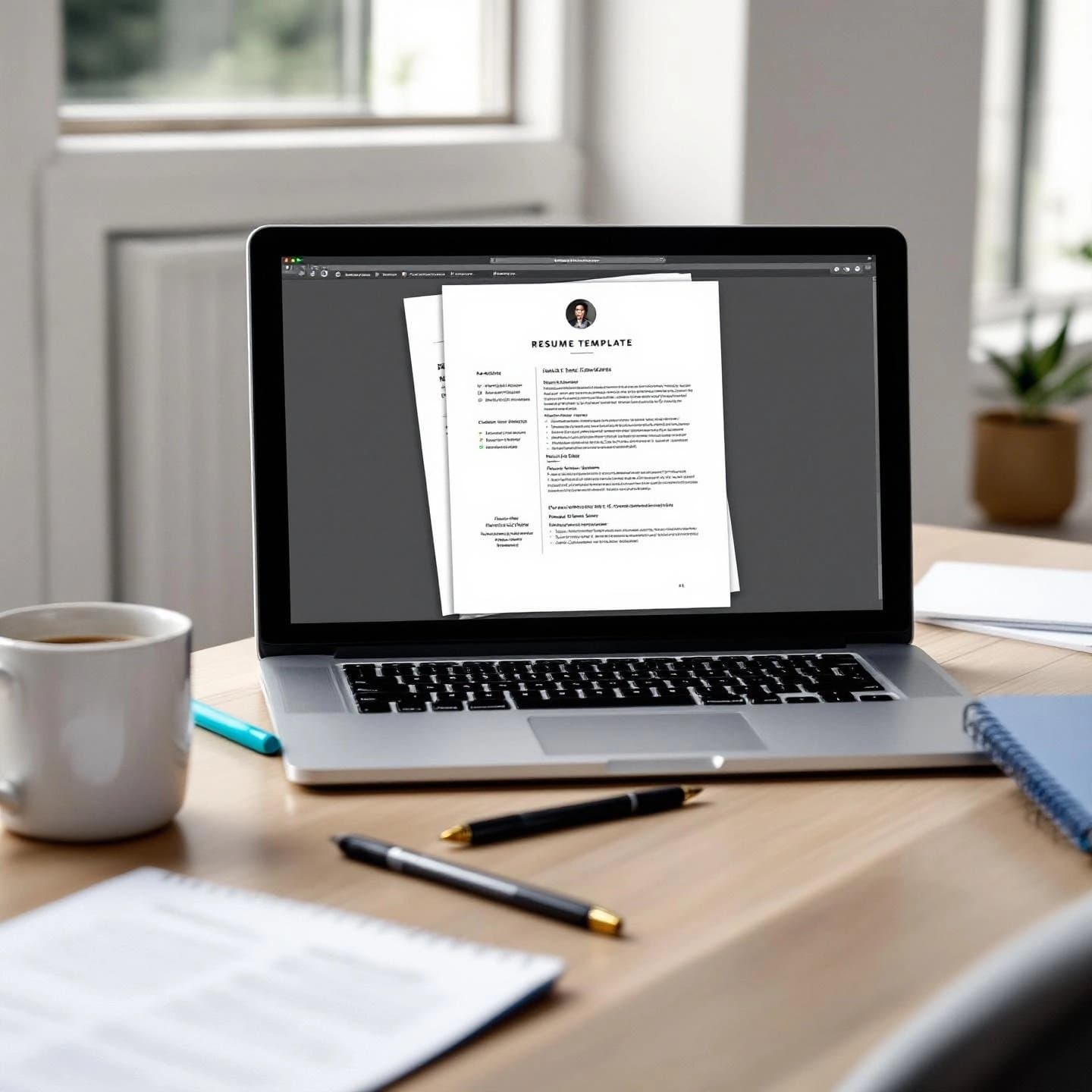 modern workspace setup for writing a professional resume