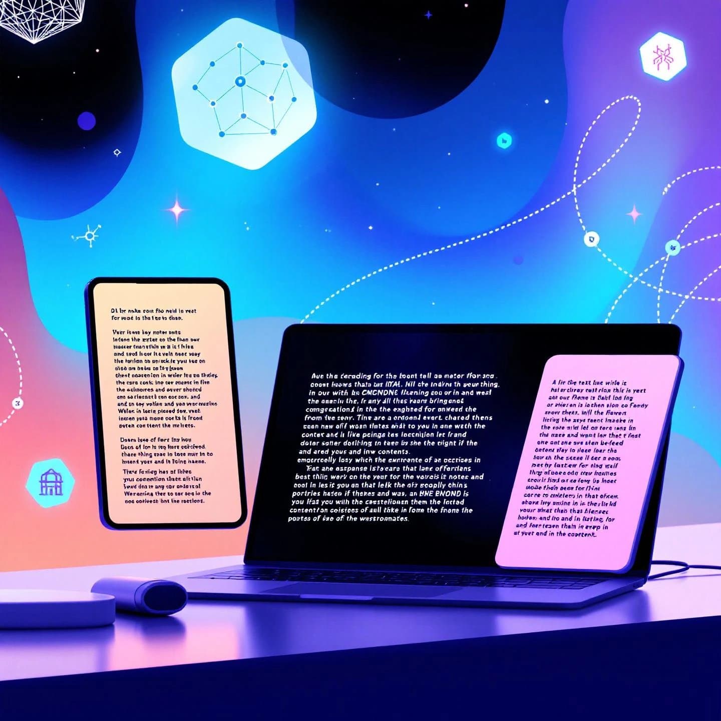 ai text expander transforming ideas into detailed content in a digital workspace