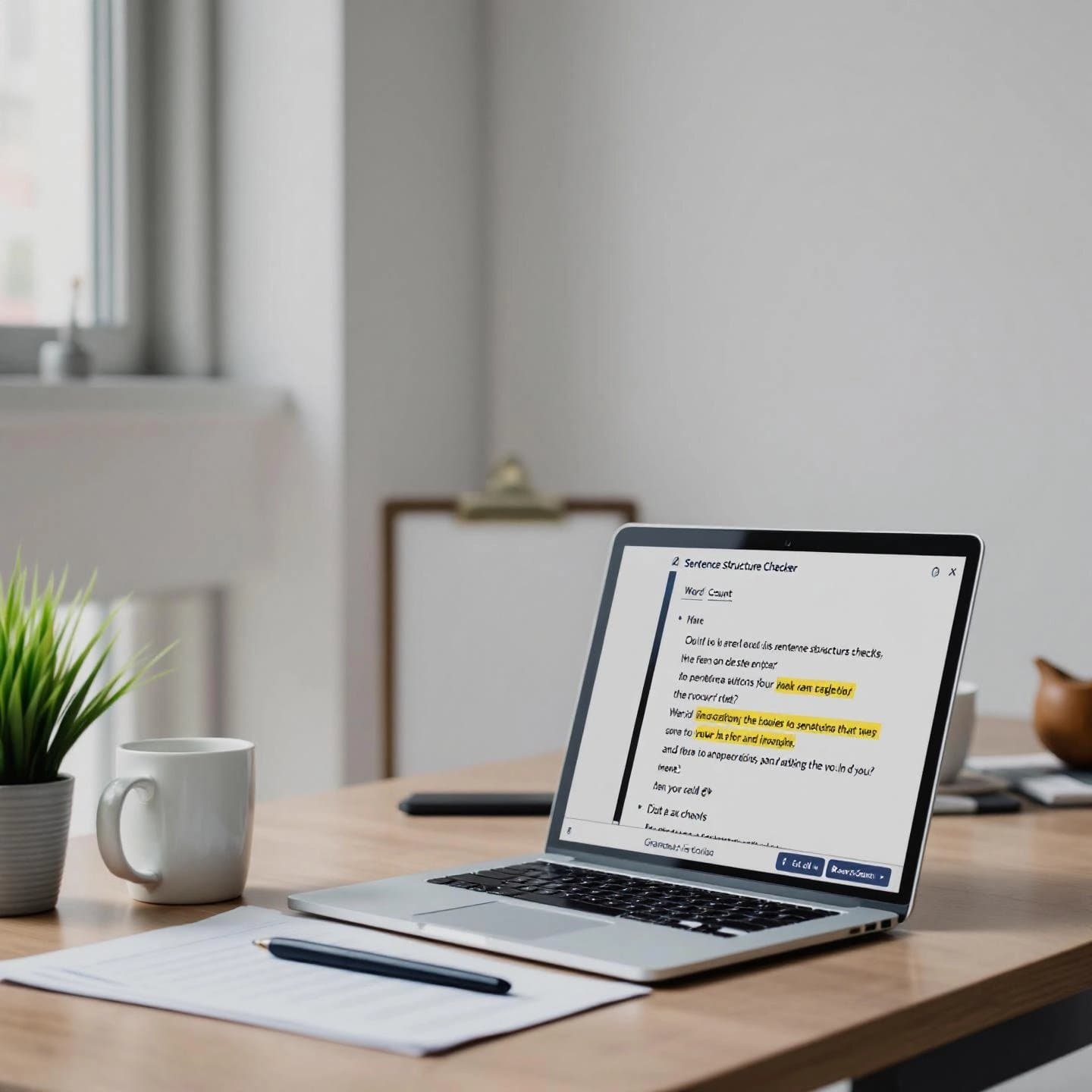 business professionals using a sentence structure checker for polished content
