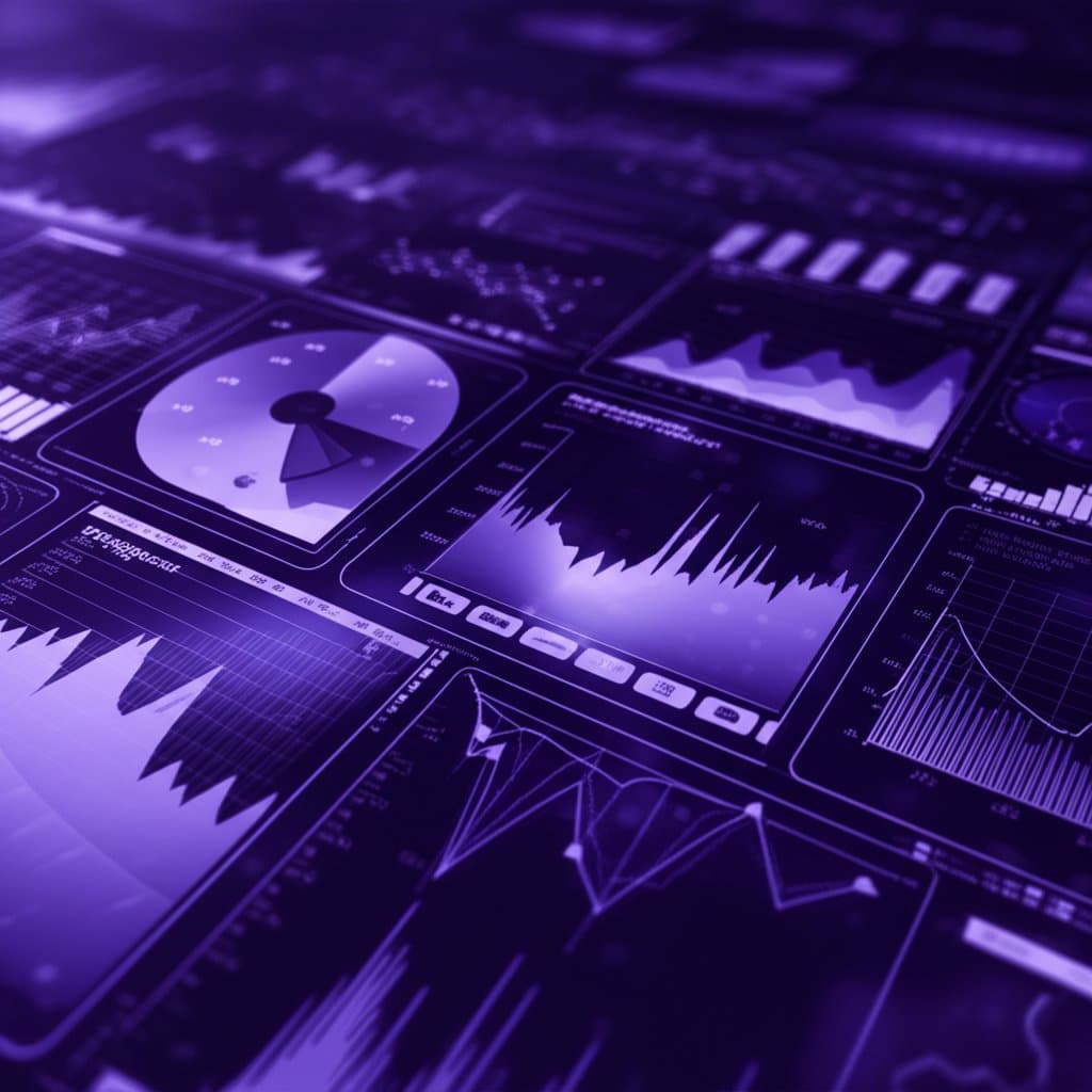 stylized dashboard showing website traffic analytics and data points